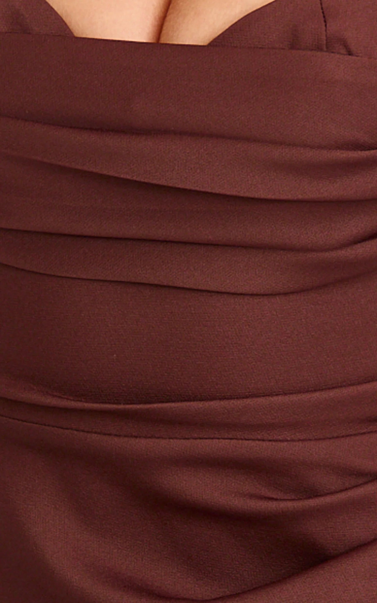 Gathered Bust Tucked Waist Dress in Chocolate